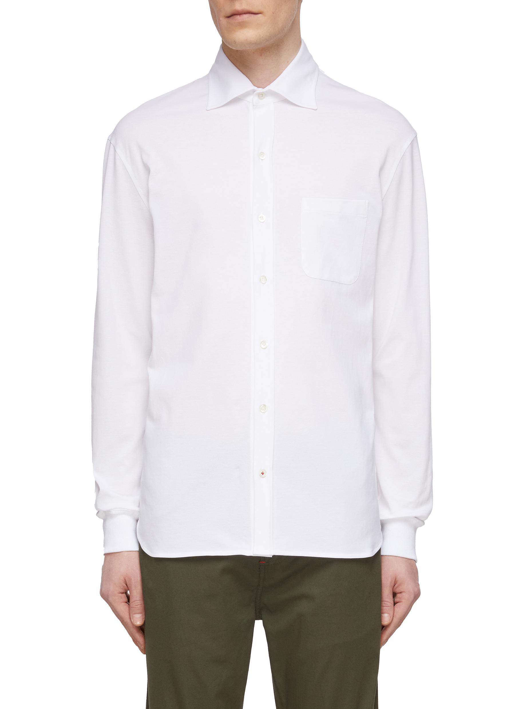 ISAIA Logo Embroidery Classic Cotton Shirt
