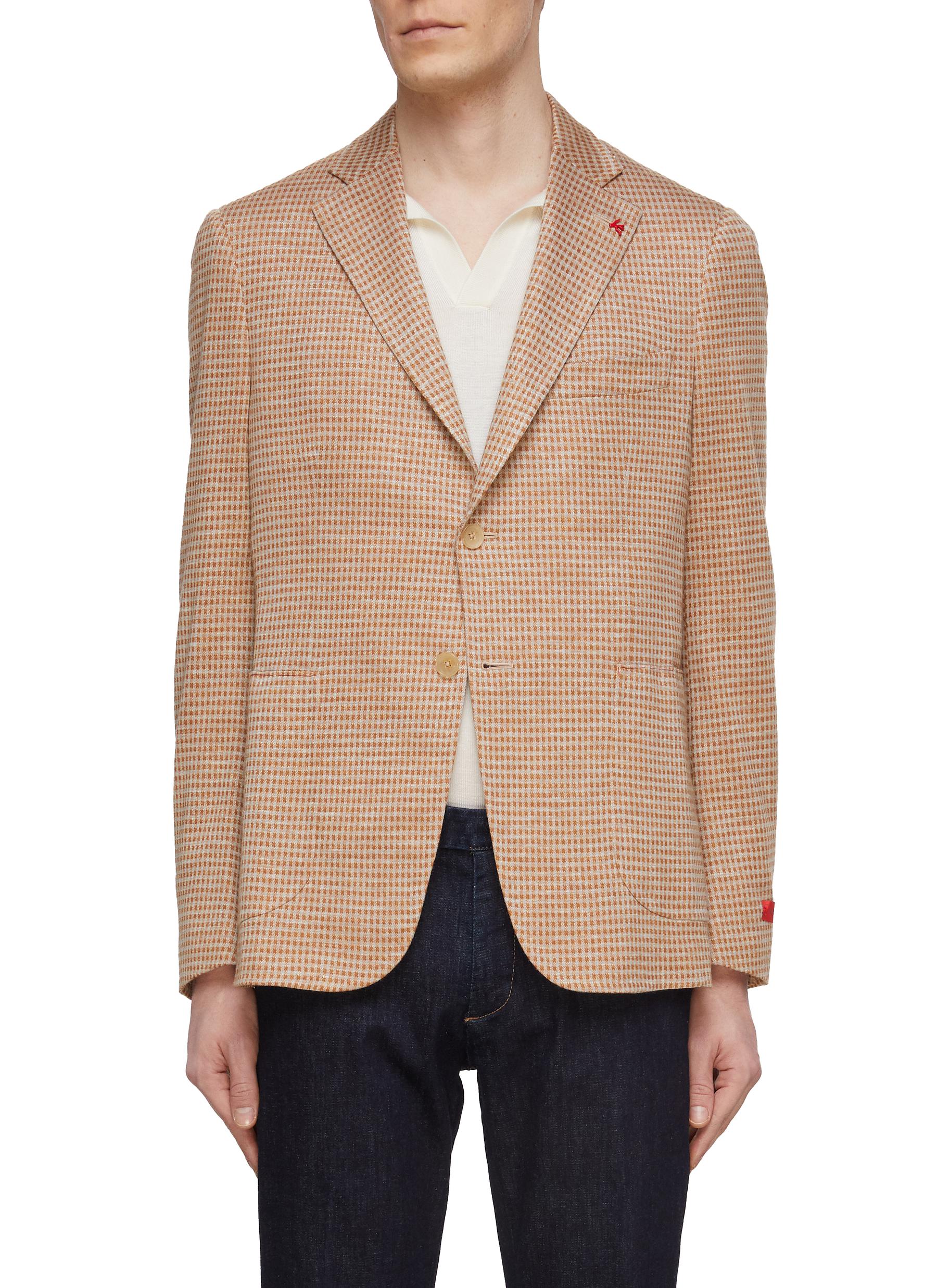 ISAIA Gingham Check Single Breasted Blazer
