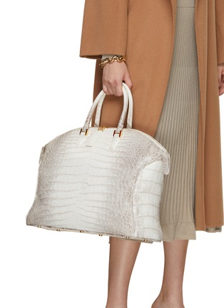 Front View - Click To Enlarge - GIÒSA - Large Matte Himalayan Crocodile Leather Satchel Bag