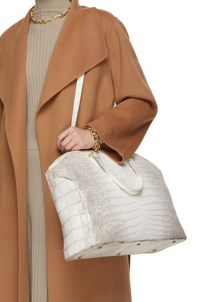 Figure View - Click To Enlarge - GIÒSA - Large Matte Himalayan Crocodile Leather Satchel Bag
