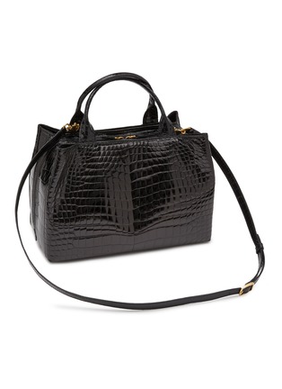 Detail View - Click To Enlarge - GIÒSA - Medium Cecile Patent Crocodile Leather Tote Bag