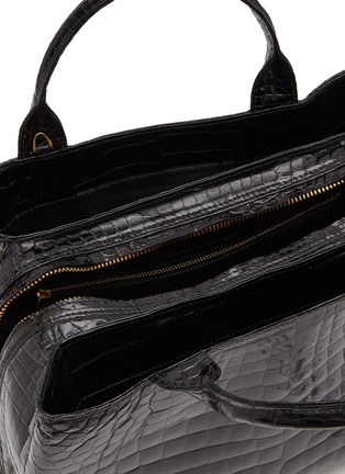 Detail View - Click To Enlarge - GIÒSA - Medium Cecile Patent Crocodile Leather Tote Bag