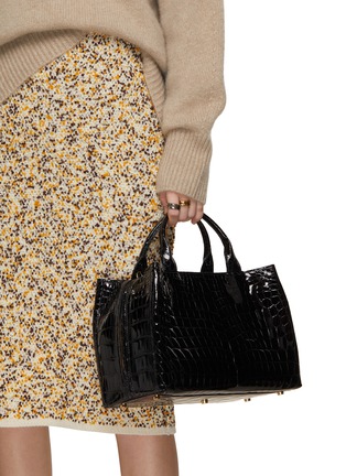 Figure View - Click To Enlarge - GIÒSA - Medium Cecile Patent Crocodile Leather Tote Bag