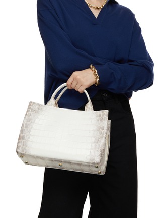 Front View - Click To Enlarge - GIÒSA - Medium Cecile Matte Himalayan Crocodile Leather Tote Bag