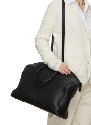 Front View - Click To Enlarge - GIÒSA - Large Matte Crocodile Leather Satchel Bag