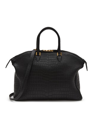 Main View - Click To Enlarge - GIÒSA - Large Matte Crocodile Leather Satchel Bag
