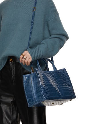 Figure View - Click To Enlarge - GIÒSA - Medium Cecile Patent Crocodile Leather Tote Bag