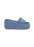 Main View - Click To Enlarge - ALEXANDER WANG - ‘Taji’ Logo Band Washed Denim Platform Sandals