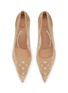 Detail View - Click To Enlarge - ALEXANDER WANG - ‘Delphine’ 105 Rhinestone Embellished Logo Mesh Suede Pumps