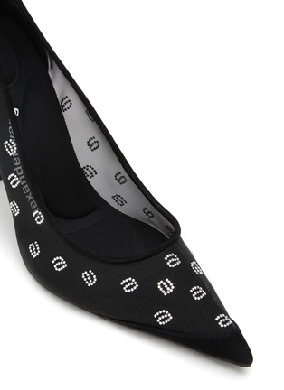 Detail View - Click To Enlarge - ALEXANDER WANG - ‘Delphine’ 105 Rhinestone Embellished Logo Mesh Suede Pumps
