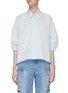Main View - Click To Enlarge - ALICE & OLIVIA - ‘Edyth’ Concealed Placket Puff Sleeve Striped Shirt