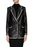 Main View - Click To Enlarge - ALICE + OLIVIA - ‘Elna’ Contrast Trim Vegan Leather Jacket
