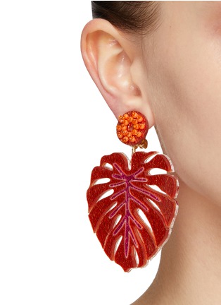 Figure View - Click To Enlarge - MERCEDES SALAZAR - Acrylic Glass Beads Tribal Clip On Earrings