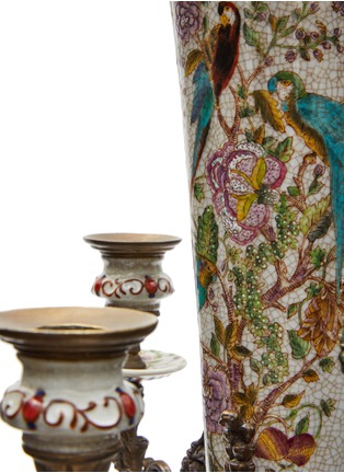 Detail View - Click To Enlarge - WAH TUNG CERAMIC ARTS - Vase With Bronze Mounted Candle Sticks