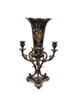 Main View - Click To Enlarge - WAH TUNG CERAMIC ARTS - Vase With Bronze Mounted Candle Sticks