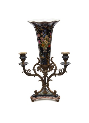  - WAH TUNG CERAMIC ARTS - Vase With Bronze Mounted Candle Sticks