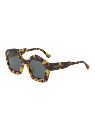 Main View - Click To Enlarge - MARNI - ‘Laughing Waters’ Pentagonal Acetate Frame Grey Lens Sunglasses