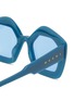 Detail View - Click To Enlarge - MARNI - ‘Laughing Waters’ Pentagonal Acetate Frame Blue Lens Sunglasses