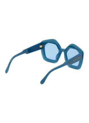 Figure View - Click To Enlarge - MARNI - ‘Laughing Waters’ Pentagonal Acetate Frame Blue Lens Sunglasses
