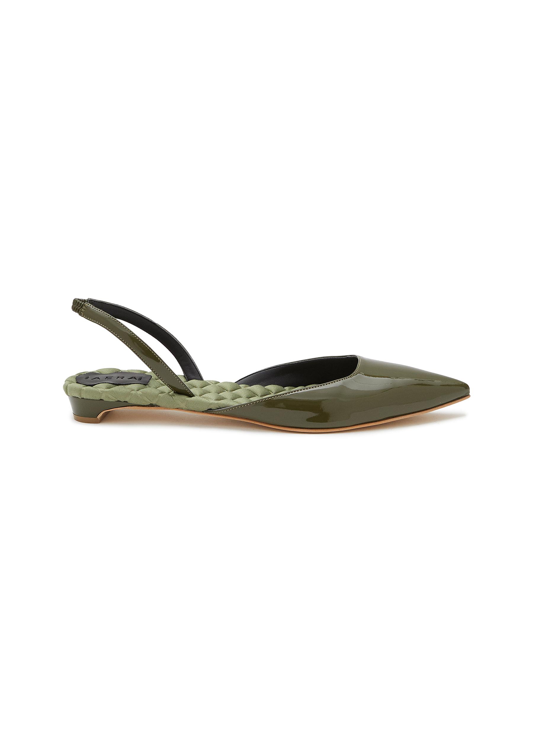 Aera Jackie Patent Leather Slingback Flats In Green