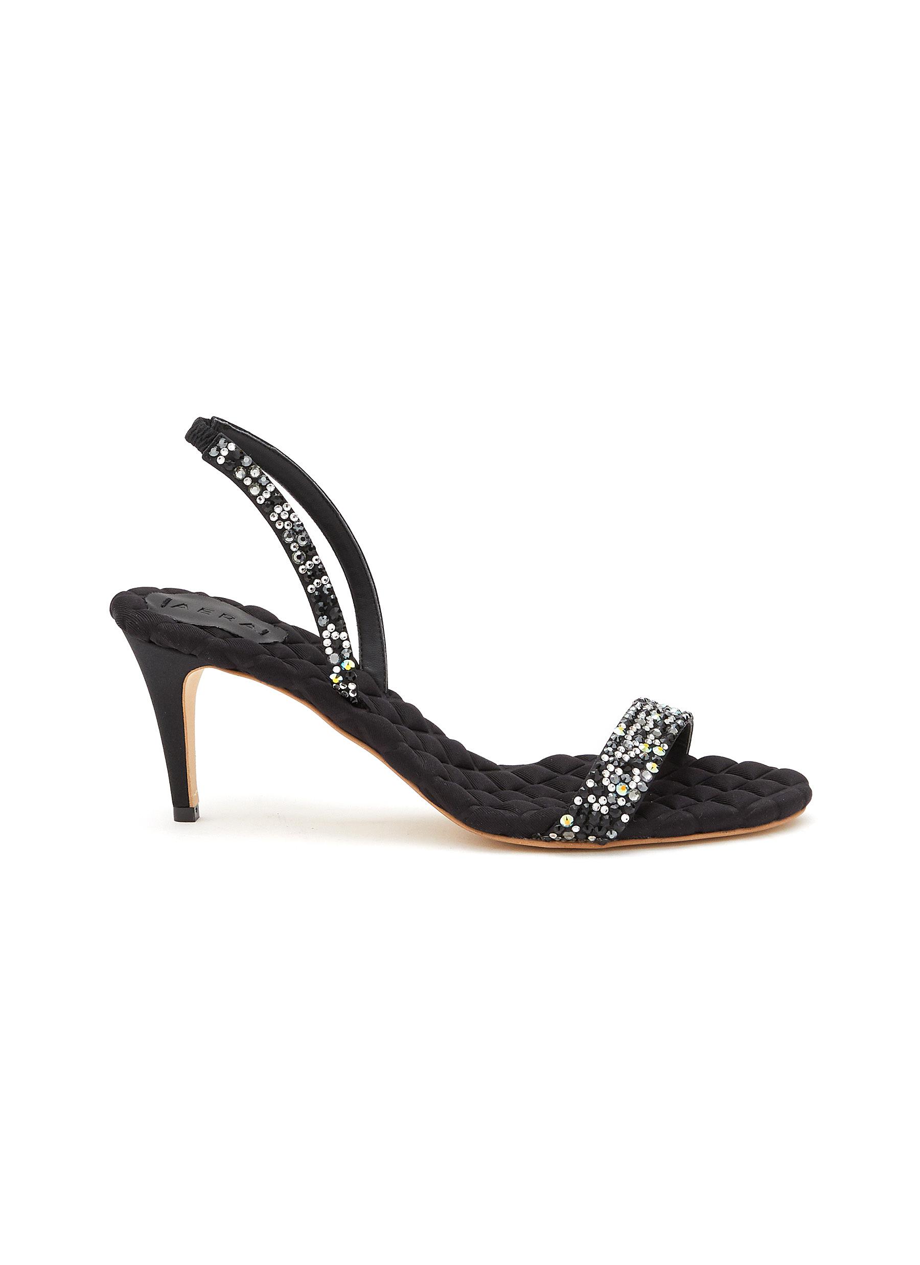 Aera Diana 75 Rhinestone Embellished Slingback Sandals In Black