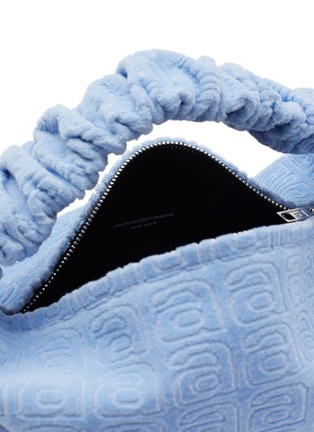 Detail View - Click To Enlarge - ALEXANDER WANG - Small 'Scrunchie' All Over 'A' Logo Velvet Baguette Bag