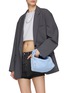 Figure View - Click To Enlarge - ALEXANDER WANG - Small 'Scrunchie' All Over 'A' Logo Velvet Baguette Bag