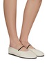 Figure View - Click To Enlarge - THE ROW - Elastic Strap Nappa Leather Ballerina Flats