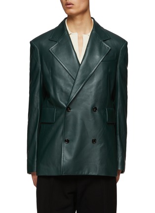 Main View - Click To Enlarge - BOTTEGA VENETA - Leather Double Breasted Blazer