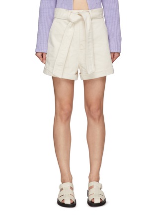 Main View - Click To Enlarge - RECTO - Front Tie High Waist Cotton Shorts