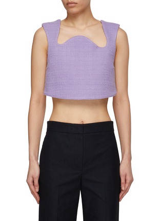 Main View - Click To Enlarge - RECTO - Curved Neck Tweed Crop Top