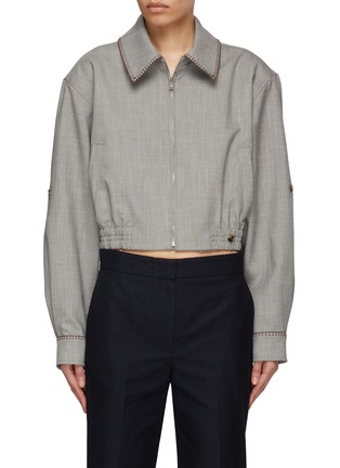 Main View - Click To Enlarge - RECTO - ‘Boyfriend’ Hand Stitched Collar Crop Jacket