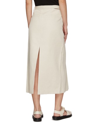 Back View - Click To Enlarge - RECTO - Low Waist Belted Cotton Midi Skirt