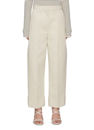 Main View - Click To Enlarge - RECTO - Single Pleat High Waist Roll Up Crop Pants