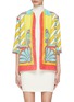 Main View - Click To Enlarge - LILYEVE - ‘Yellow Unicorn’ Collarless Open Front Up-Cycled Towel Jacket