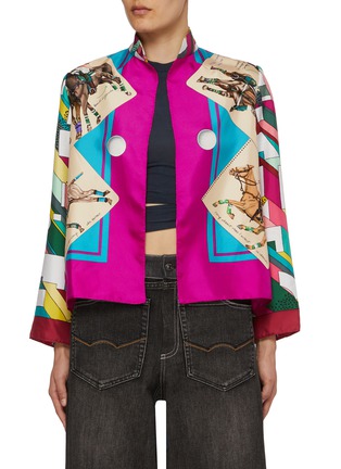 Main View - Click To Enlarge - LILYEVE - Horse Graphic Silk Stand Collar Jacket