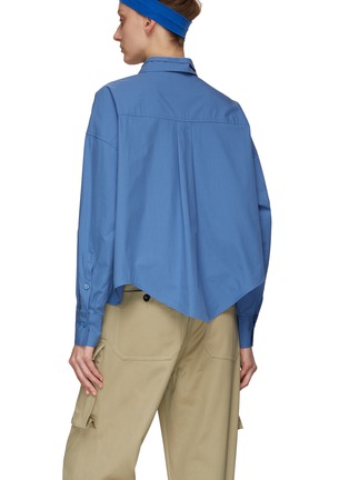 Back View - Click To Enlarge - RECTO - Double Collar Wavy Hem Cotton Button Up Crop Over Shirt
