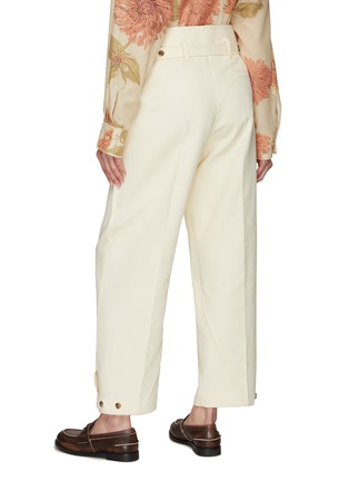 Back View - Click To Enlarge - RECTO - Bohemian' Belted Flap Pocket Cropped Cotton Pants
