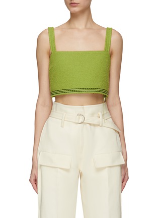 Main View - Click To Enlarge - RECTO - Tara' Contrast Embroidery Tweed Cotton Blend Top