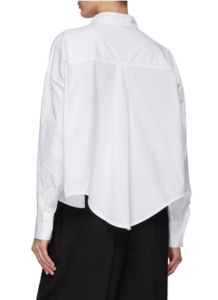 Back View - Click To Enlarge - RECTO - Double Collar Wavy Hem Cotton Button Up Crop Over Shirt