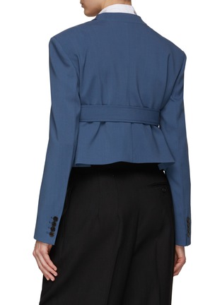 Back View - Click To Enlarge - RECTO - Belted Notch Lapel Button Cropped Blazer