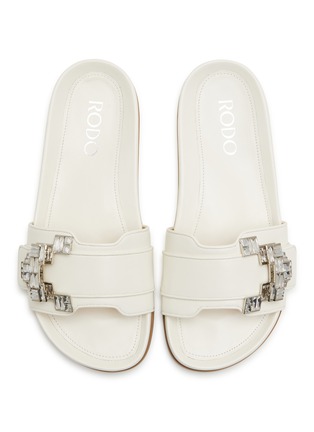 Detail View - Click To Enlarge - RODO - Camilla Crystal Embellished Leather Slides