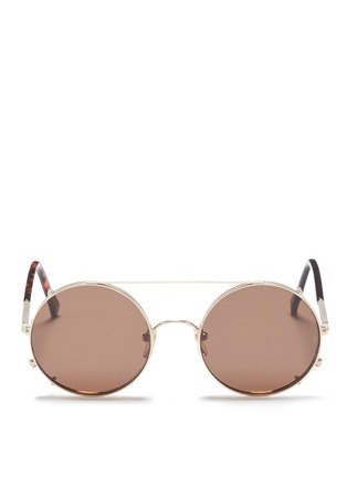 Main View - Click To Enlarge - SUNDAY SOMEWHERE - 'Valentine' clip-on wire rim round sunglasses