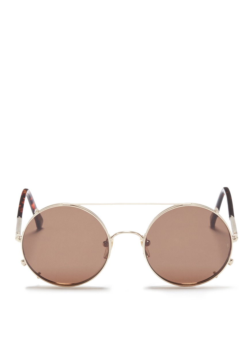 ’Valentine’ clip-on wire rim round sunglasses