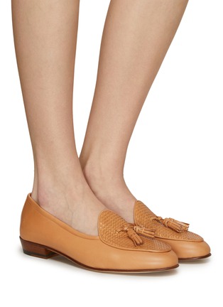 Figure View - Click To Enlarge - BAUDOIN & LANGE - ‘Sagan Tassels’ Weave Low Vamp Leather Loafers