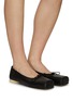 Figure View - Click To Enlarge - MM6 MAISON MARGIELA - Logo Print Elastic Band Square Toe Leather Ballerina Flats