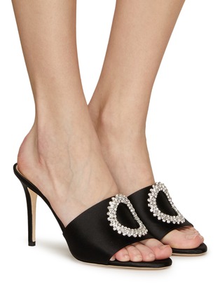 Figure View - Click To Enlarge - SJP BY SARAH JESSICA PARKER - ‘Soleil’ 90 Crystal Embellished Buckle Satin Mules