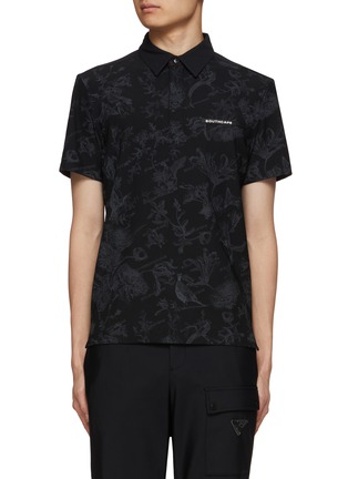 Main View - Click To Enlarge - SOUTHCAPE - Rubber Logo UV Protection Floral Motif Polo Shirt