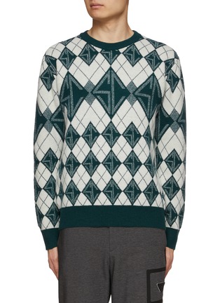 Main View - Click To Enlarge - SOUTHCAPE - Argyle Logo Intarsia Crewneck Knit Sweater