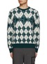 Main View - Click To Enlarge - SOUTHCAPE - Argyle Logo Intarsia Crewneck Knit Sweater